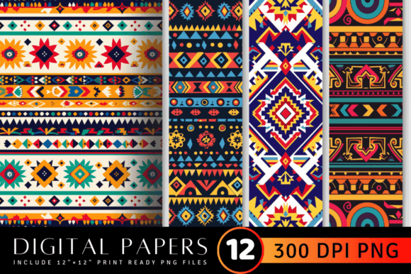Download Lively Aztec Digital Paper Backgrounds - Aztec Collection