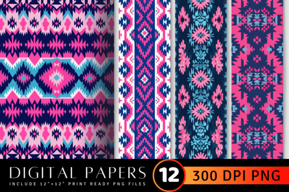 Download Aztec Pink Blue Knitted Digital Paper Ba - Aztec Collection