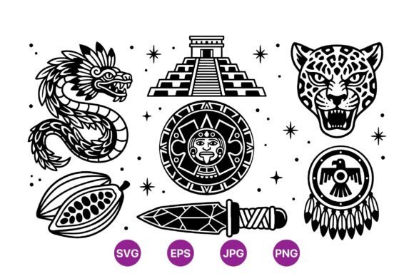 Download Aztec Tribal Vector Illustrations - Aztec Collection