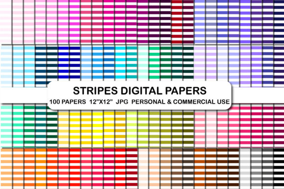 Download 100 Horizontal Stripes Digital Paper Set - Horizontal stripes Collection