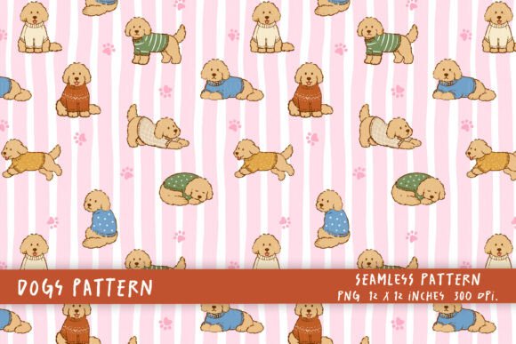 Download Cute Doodle Dog Lover Striped Background - Striped Collection