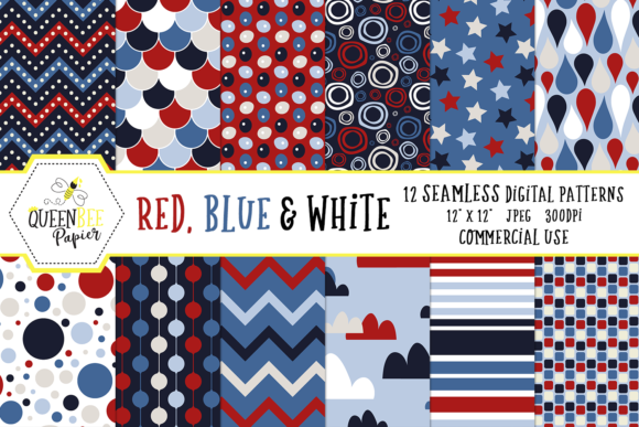 Download Seamless Red, White and Blue Digital Paper - Premium Resources