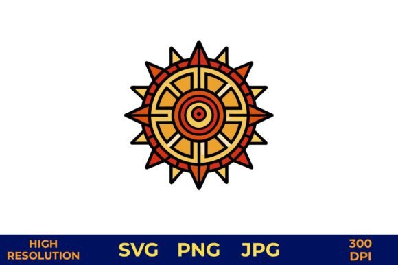 Download Colorful Aztec Sun Symbol Vector Art - Aztec Collection