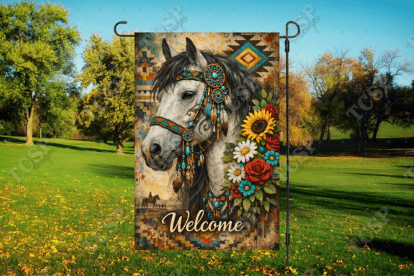 Download Aztec Horse Welcome Garden Flag - Aztec Collection
