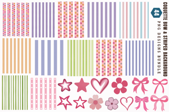 Download Coquette Bow &amp; Striped Background PNG De - Striped Collection