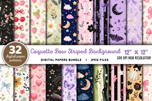 Download Coquette Bow Striped Background Bundle - Striped Collection