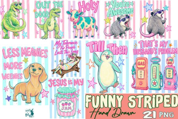 Download Funny Striped Animal Hand Drawn Bundle - Striped Collection