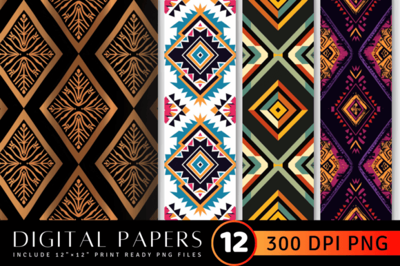 Download Aztec Diamond Digital Paper Backgrounds - Aztec Collection