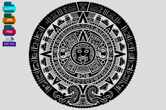 Download Aztec Sun Stone Calendar Vector Art - Aztec Collection